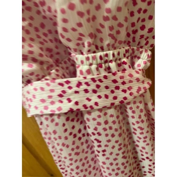 Express Pink Dot High Neck Halter Ruffle Asymmetrical Dress Waist Tie Size Small - Picture 10 of 10